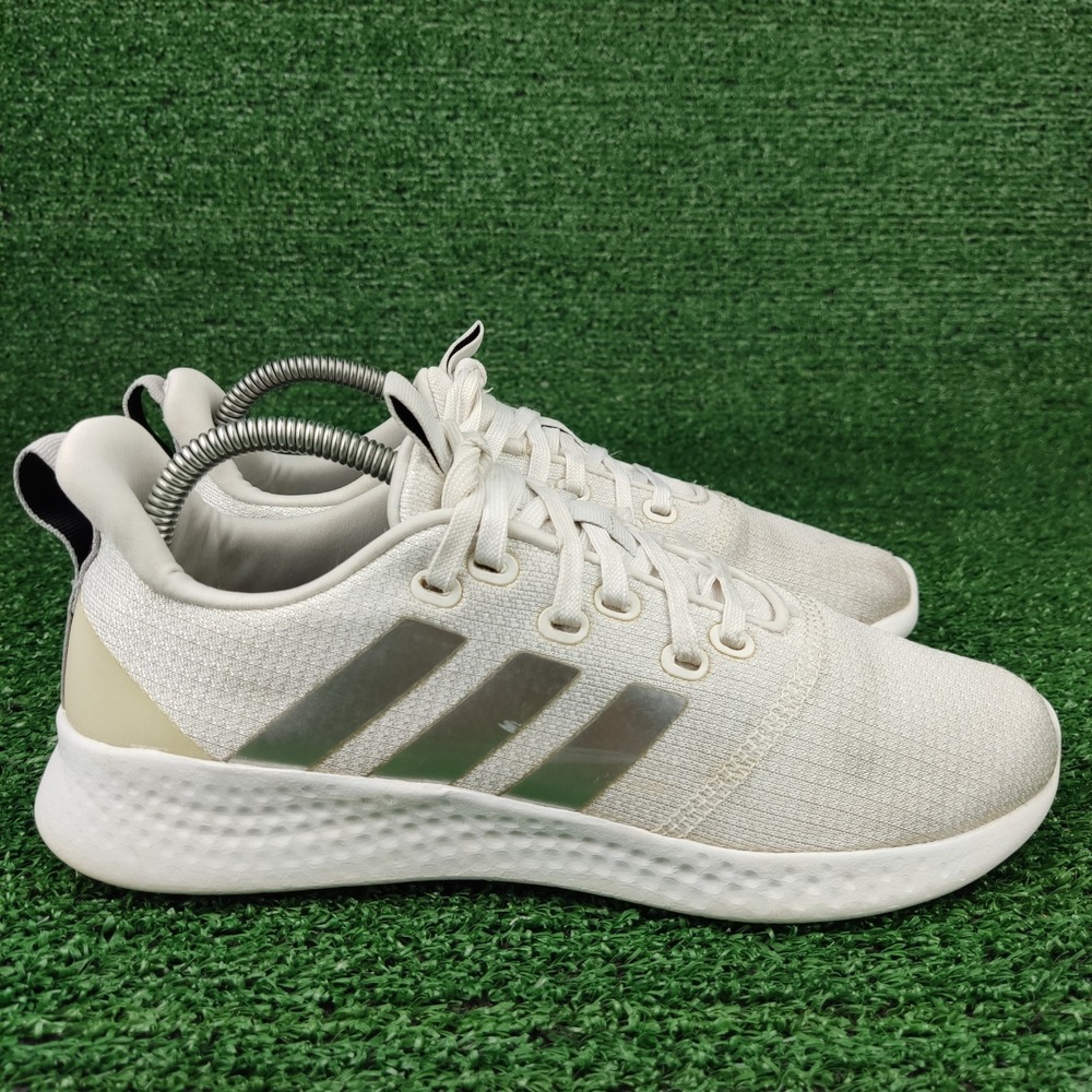 Adidas Sneakers Womens 8 White Puremotion FW3264 Running Shoes Metallic Silver